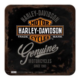 Sous-bock Métal & Liège : Modèle Logo Harley Davidson, 9 x 9 cm
