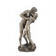 Statuette couple nue, effet bronze : Le baiser, H 29 cm