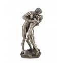 Statuette couple nu, effet bronze : Le baiser, H 29 cm