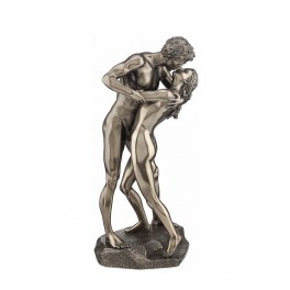 Statuette couple nue, effet bronze : Le baiser, H 29 cm