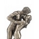 Statuette couple nue, effet bronze : Le baiser, H 29 cm