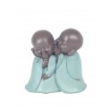 Figurine 2 Moines en Confidence, Collection Baby Zen, H 11,5 cm