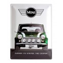 Plaque 3D Métal Mini Cooper Verte, 40 x 30 cm