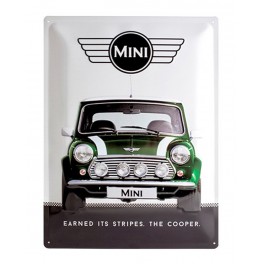 Plaque 3D Métal Mini Cooper Verte, 40 x 30 cm