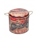 Tabouret Coffre Vintage, Modèle Moto Vintage, Moyen Modèle, H 35 cm