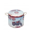 Tabouret Coffre Vintage, Modèle Moto Vintage, Petit Modèle, H 26 cm