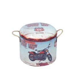 Tabouret Coffre Vintage, Modèle Moto Vintage, Petit Modèle, H 26 cm