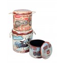 Set 3 Tabouret-Coffres Vintage, Modèle Moto Vintage, H 42 cm (Grand)