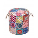 Tabouret Coffre Vintage, Modèle Bohème Chic, Grand Modèle, H 42 cm