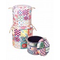 Set 3 Tabourets-Coffres Vintage, Modèle Bohème Chic multicolore, H 42 cm (Grand)