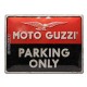 Plaque 3D métal Logo Moto Guzzi, Parking Only, 40 x 30 cm