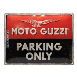 Plaque 3D métal Logo Moto Guzzi, Parking Only, 40 x 30 cm