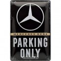Plaque 3D métal Mercedes : Parking Only 40 x 30 cm