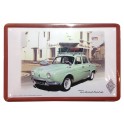 Plaque Métal bombée : Citroën Dauphine verte, 30 x 20 cm