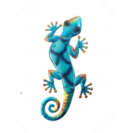 Déco Murale métal : Gecko, Collection Natura, Modèle Bleu, H 30 cm