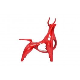Statuette Taureau Design XXL, Finition Rouge laqué, H 57 cm