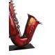 Sculpture Musique Fer : Le saxophone multicolore sur socle, H 71 cm