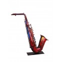 Sculpture Musique Fer : Le Saxophone Multicolore sur socle, H 71 cm