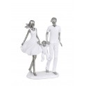 Statuette Design : Couple & Garçon, Collection Silver Line, H 27 cm