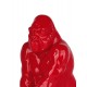 Statuette Gorille Design, Finition Rouge laqué, H 41 cm