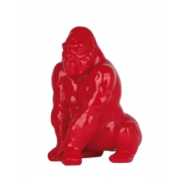 Statuette Gorille Design, Finition Rouge laqué, H 41 cm