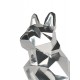 Statuette Chien XL : Le Bouledogue, Finition Argent, H 62 cm