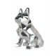 Statuette Chien XL : Le Bouledogue, Finition Argent, H 62 cm