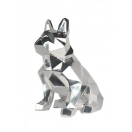 Statuette Chien XL : Le Bouledogue, Finition Argent, H 62 cm