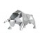 Statuette Taureau Design XL, Finition Argent Brillant, L 51 cm