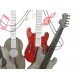 Déco Murale Métal : Folk & Sound 5 Guitares, Mod Argent & Rouge, L 78 cm