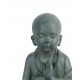 Figurine Zen Intérieur & Extérieur en Fibre : Moine & Coupelle, H 34 cm