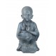 Figurine Zen Intérieur Résine : Moine & Coupelle, H 34 cm