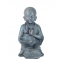 Figurine Zen Intérieur Résine : Moine & Coupelle, H 34 cm