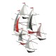 Déco murale XL Régate 6 voiliers, Rouge & Gris, Mat, L 114 cm