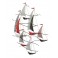 Déco murale XL Régate 6 voiliers, Rouge & Gris, Mat, L 114 cm