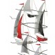 Déco murale XL Régate 6 voiliers, Rouge & Gris, Mat, L 114 cm