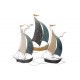 Déco murale 3 bateaux gris avec effets argentés, L 67 cm