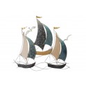 Déco murale 3 bateaux gris avec effets argentés, L 67 cm
