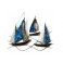Déco murale 3 bateaux bleu, Motifs peints océan, L 43 cm