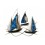 Déco murale 3 bateaux bleu, Motifs peints océan, L 43 cm