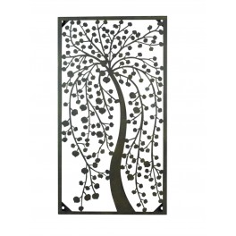 Décoration murale métal : Arbre design anthracite en métal, H 70 cm