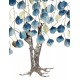 Décoration Murale : Arbre de Vie XL Harmony, Doré & Bleu, H 85 cm