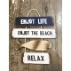 Déco murale Bois : Enjoy the beach, H 30 cm