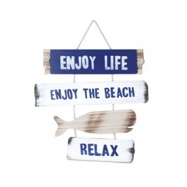 Déco murale Bois : Enjoy the beach, H 30 cm