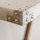 Table / Bureau industriel. Plateau alu & tréteaux bois, L 150 cm