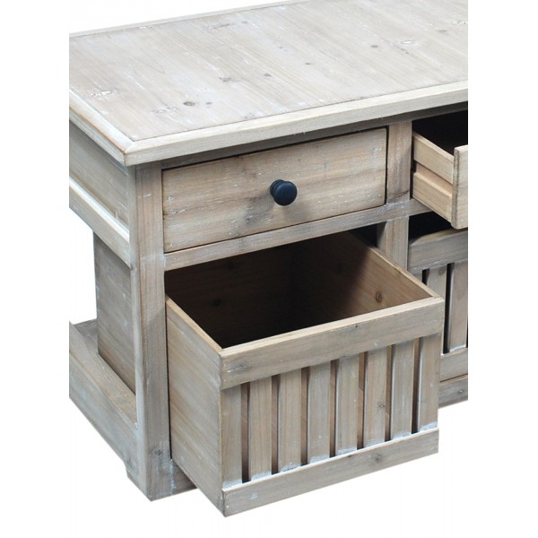 Meuble Bas Rangement 3 Tiroirs 33x25.5x36.5cm