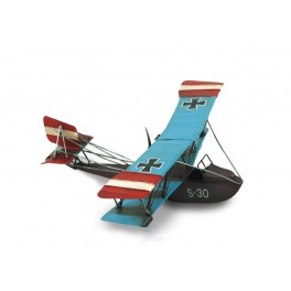 FMiniature Laiton : Hydravion en étal Bleu, L 24 cm