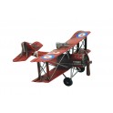 Miniature laiton : Avion Biplan en métal Rouge, L 33 cm