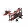 Miniature laiton : Avion Biplan en métal Rouge, L 24 cm