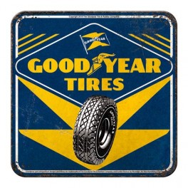 Sous-bock Métal & Liège : Modèle Goodyear Tires, 9 x 9 cm